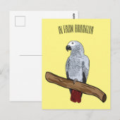Grau-Papagei-Cartoon Postkarte (Vorne/Hinten)