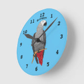 Grau-Papagei-Cartoon  Runde Wanduhr (Winkel)