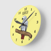Grau-Papagei-Cartoon Runde Wanduhr (Winkel)