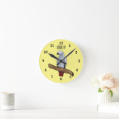 Grau-Papagei-Cartoon Runde Wanduhr (Zuhause)