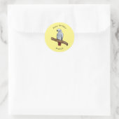 Grau-Papagei-Cartoon Runder Aufkleber (Tasche)