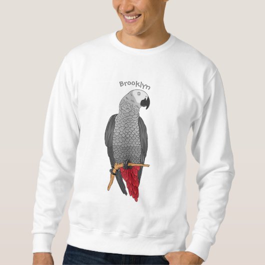 Grau-Papagei-Cartoon Sweatshirt (Vorderseite)