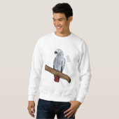 Grau-Papagei-Cartoon Sweatshirt (Vorne ganz)