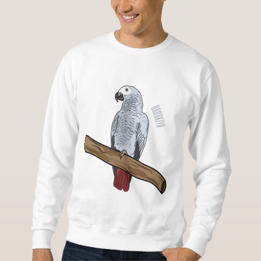Grau-Papagei-Cartoon Sweatshirt (Vorderseite)