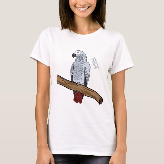 Grau-Papagei-Cartoon T-Shirt (Vorderseite)