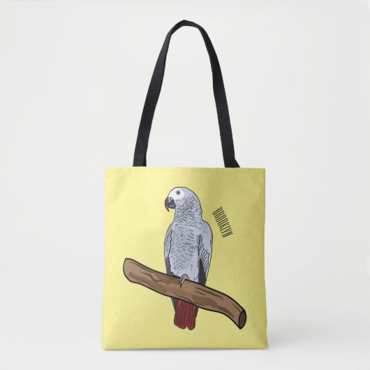 Grau-Papagei-Cartoon Tasche (Vorderseite)