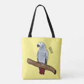 Grau-Papagei-Cartoon Tasche (Rückseite)