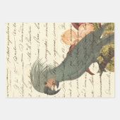 Grau Papagei mit Blume und Cursive Geschenkpapier Set (Vorderseite 2)