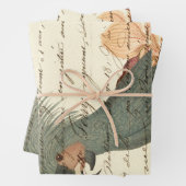 Grau Papagei mit Blume und Cursive Geschenkpapier Set (Beispiel)