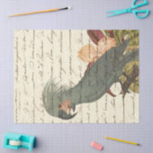 Grau Papagei mit Blume und kursiver Dekoupage Seidenpapier (Basteln)