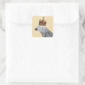 Grau-Papagei mit Royal Crown Quadratischer Aufkleber (Tasche)