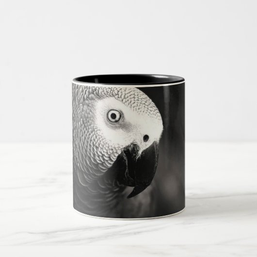 Grau-Papagei-Tasse Zweifarbige Tasse (Mittel)