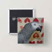 Grau-Papageien-Knopf-Button des Valentines Button (Vorne & Hinten)