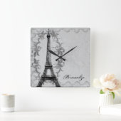 Grau Paris Grunge Wall Clock Quadratische Wanduhr (Zuhause)