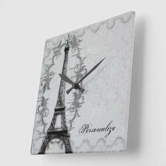 Grau Paris Grunge Wall Clock Quadratische Wanduhr (Winkel)
