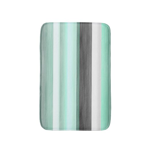 Grau Pastel Minze Grüne Aquarellmuster Muster Badematte (Vorderseite Vertikal)