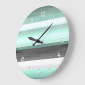 Grau Pastel Minze Grüne Aquarellmuster Muster Große Wanduhr (Winkel)