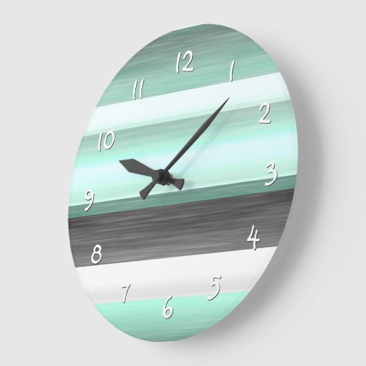 Grau Pastel Minze Grüne Aquarellmuster Muster Große Wanduhr (Winkel)