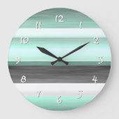 Grau Pastel Minze Grüne Aquarellmuster Muster Große Wanduhr (Vorderseite)