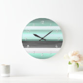 Grau Pastel Minze Grüne Aquarellmuster Muster Große Wanduhr (Zuhause)