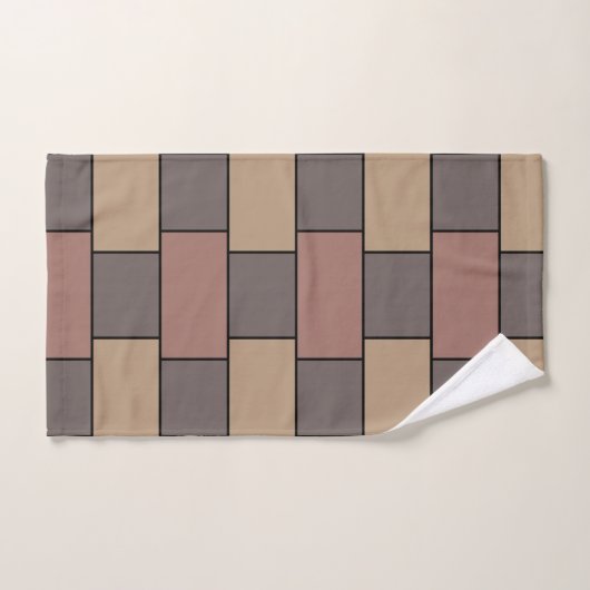 Grau Peach Pink Brick Wall Badhandtuch Set (Handtuch)
