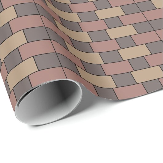 Grau Peach Pink Brick Wall Geschenkpapier (Rolleneckpunkt)