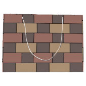 Grau Peach Pink Brick Wall Große Geschenktüte (Rückseite)