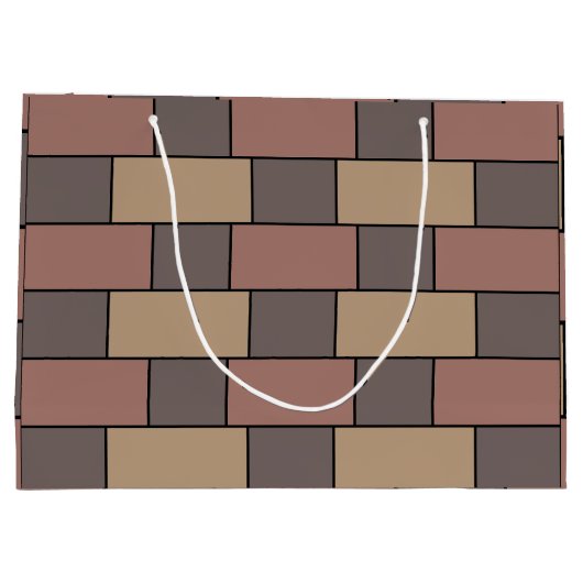 Grau Peach Pink Brick Wall Große Geschenktüte (Rückseite)