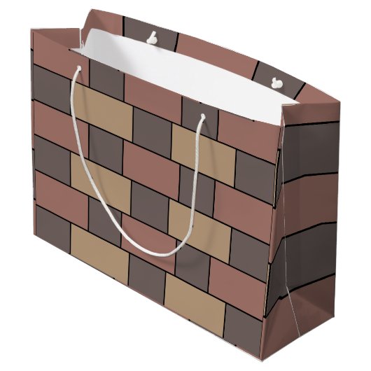 Grau Peach Pink Brick Wall Große Geschenktüte (Rückseite Schrägansicht)