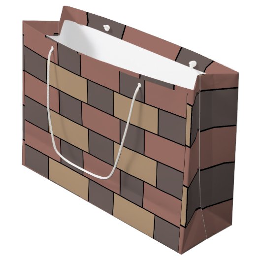 Grau Peach Pink Brick Wall Große Geschenktüte (Vorderseite Schrägansicht)