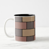 Grau Peach Pink Brick Wall Zweifarbige Tasse (Links)