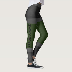 Grau personalisieren Sie die dunkelgrünen Leggings