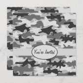 Grau Pewter Camouflage Camouflage Party Einladung (Vorne/Hinten)