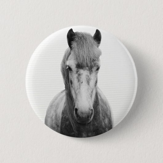 Grau, Pferd, Schwarz und Weiß Button (Vorderseite)