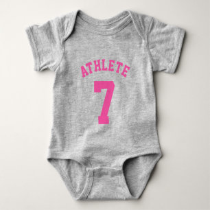 Grau & Pink Baby Sports Jersey Design Strampler
