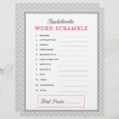 Grau & Pink Bachelorette Word Scramble Game (Vorne/Hinten)
