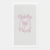 Grau Pink Berry Bat Mitzvah Name Monogram Serviette (Vorderseite)