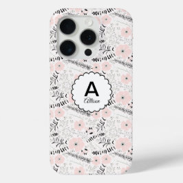 Grau-Pink-Blume Monogramm Case-Mate iPhone Hülle