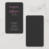 Grau Pink Feminine Moderne Minimalistische Berufli Visitenkarte (Vorne/Hinten)