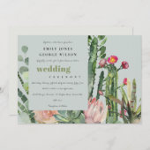 GRAU PINK FLORAL CACTI FAUNA WATERCOLOR WEDD EINLADUNG (Vorne/Hinten)