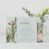 GRAU PINK FLORAL CACTI FOLIAGE BRAUTPARTY EINLADUNG (Stehend Vorderseite)