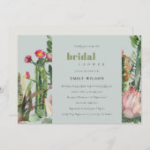 GRAU PINK FLORAL CACTI FOLIAGE BRAUTPARTY EINLADUNG (Vorne/Hinten)