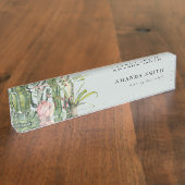 GRAU PINK FLORAL DESERT CACTI FOLIAGE WATERCOLOR NAMENSPLAKETTE (Seite)