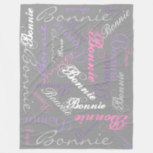 Grau, Pink, Orchidee, Lavendel, Namenscollage auf  Fleecedecke