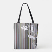Grau Pinstripe und Blumendesign Tasche (Rückseite)