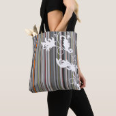 Grau Pinstripe und Blumendesign Tasche (Von Nahem)