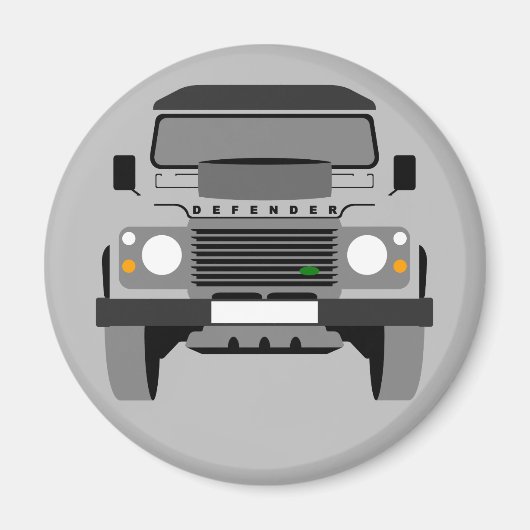 Grau Pop Art Classic Land Rover Magnet (Vorne)
