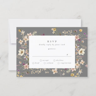 Grau PREMIUM   Menge Getrocknete Wildblume RSVP Karte