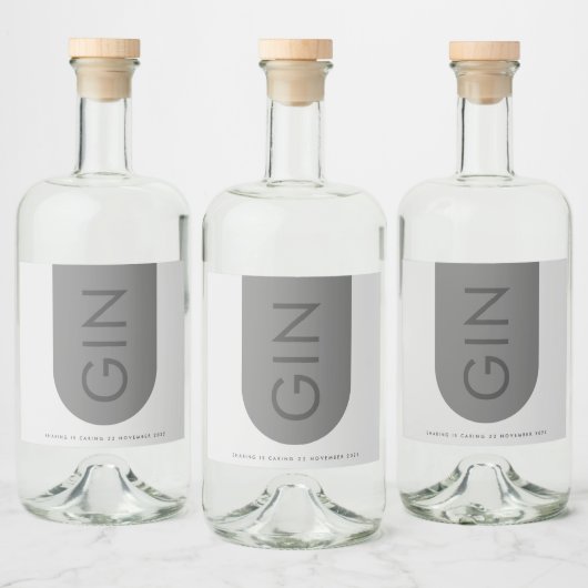 Grau Premium Ultimate Modernes Monogram Arch Gin Alkoholflaschenetikett (Flaschen)