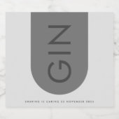 Grau Premium Ultimate Modernes Monogram Arch Gin Alkoholflaschenetikett (Einzelnes Label)